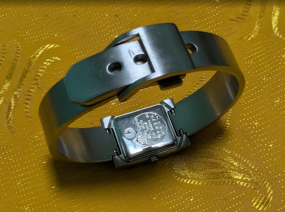 Vintage Pre-Owned Citizen Quartz 5930-S74709 Cuff Bracelet Watch Japan Rare Design For Repair