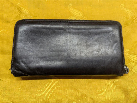 Vintage Pre-Owned Coach Long Zip-Around Wallet Genuine Glovetanned teather , Black