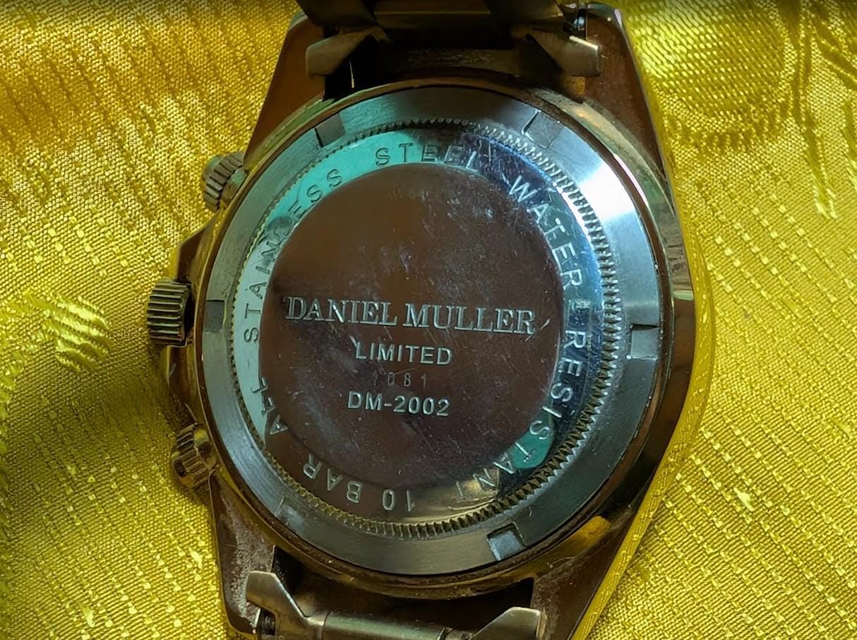 Pre-Owned Daniel Muller DM-2002 Limited Chronograph Watch Stainless Steel Men Quartz Date Sport Classic.case 40mm.