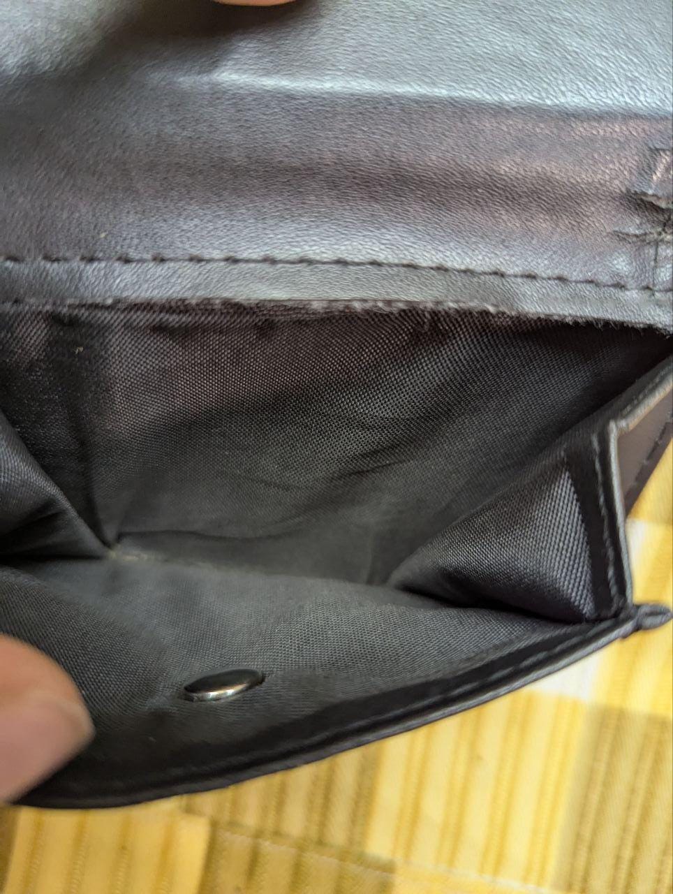 Pre-Owned Trifold Wallet With Coin Case , Black Carbon/ Genuine Leather
