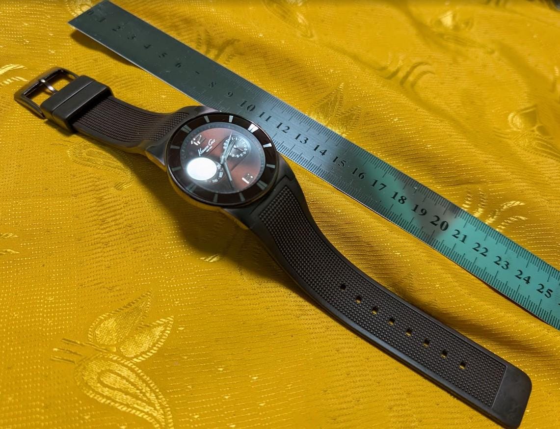 Pre-Owned Kenneth Cole New York Oversized Black Watch 40mm Multifunction Dial Large Wrist Excellent Condition