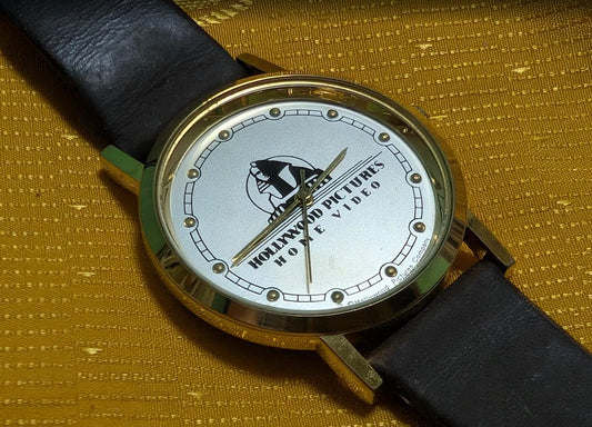 Rare Vintage Pre-Owned Hollywood Pictures Home Video Watch Rare Collectible Quartz 35mm Case Leather Strap Movie Promo Design Classic .New Battery