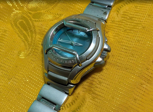 casio baby-g msg-504 vintage Pre-Owned watch blue dial shock resist y2k japan rare womens sport watch .New battery