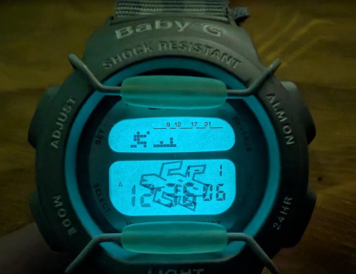 Casio Baby-G BG-350 Vintage Pre-Owned Digital Watch X-treme Shock Resist Grey Velcro Strap Y2K Sport Rare.New battery