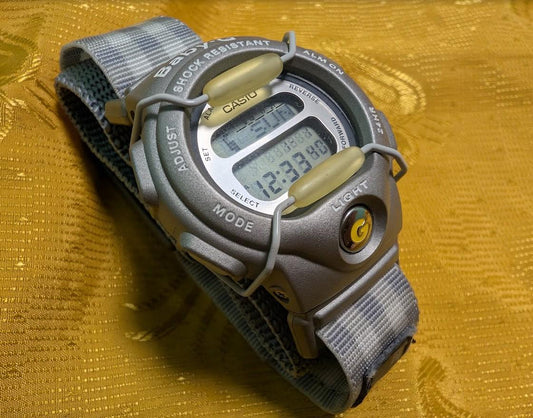 Casio Baby-G BG-350 Vintage Pre-Owned Digital Watch X-treme Shock Resist Grey Velcro Strap Y2K Sport Rare.New battery
