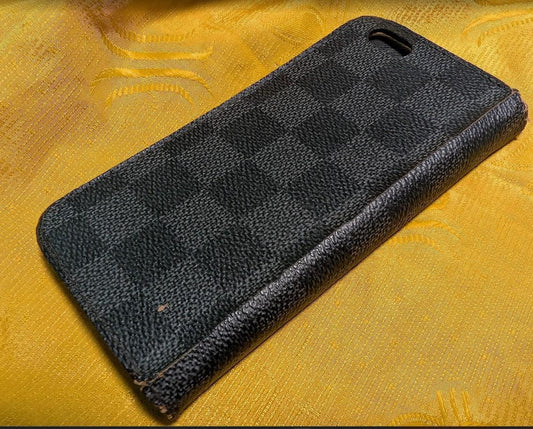 Louis Vuitton Vintage Pre-Owned iPhone Case Black Leather Damier Rare LV Phone Cover France