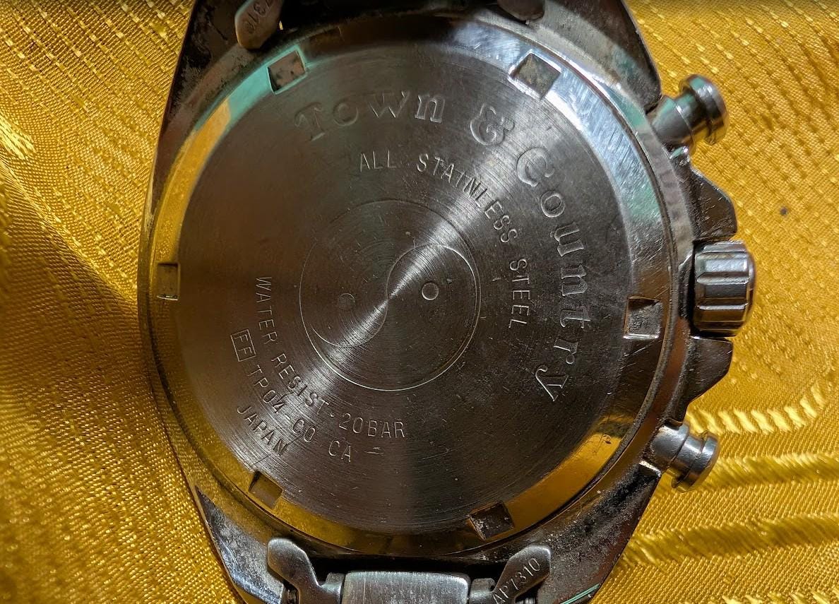 Orient Town & Country Chronograph TP04-00 CA Vintage Pre-Owned Diver Style Watch 20BAR Stainless Steel Japan.CASE 40mm.New Battery