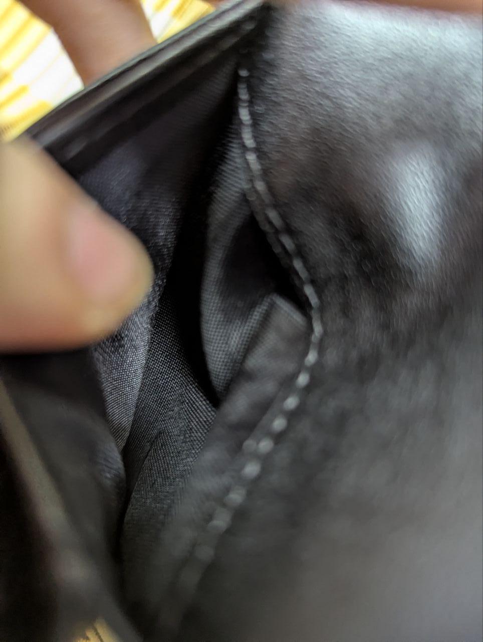 Pre-Owned Golden Bear Men's Folding Leather Black Wallet