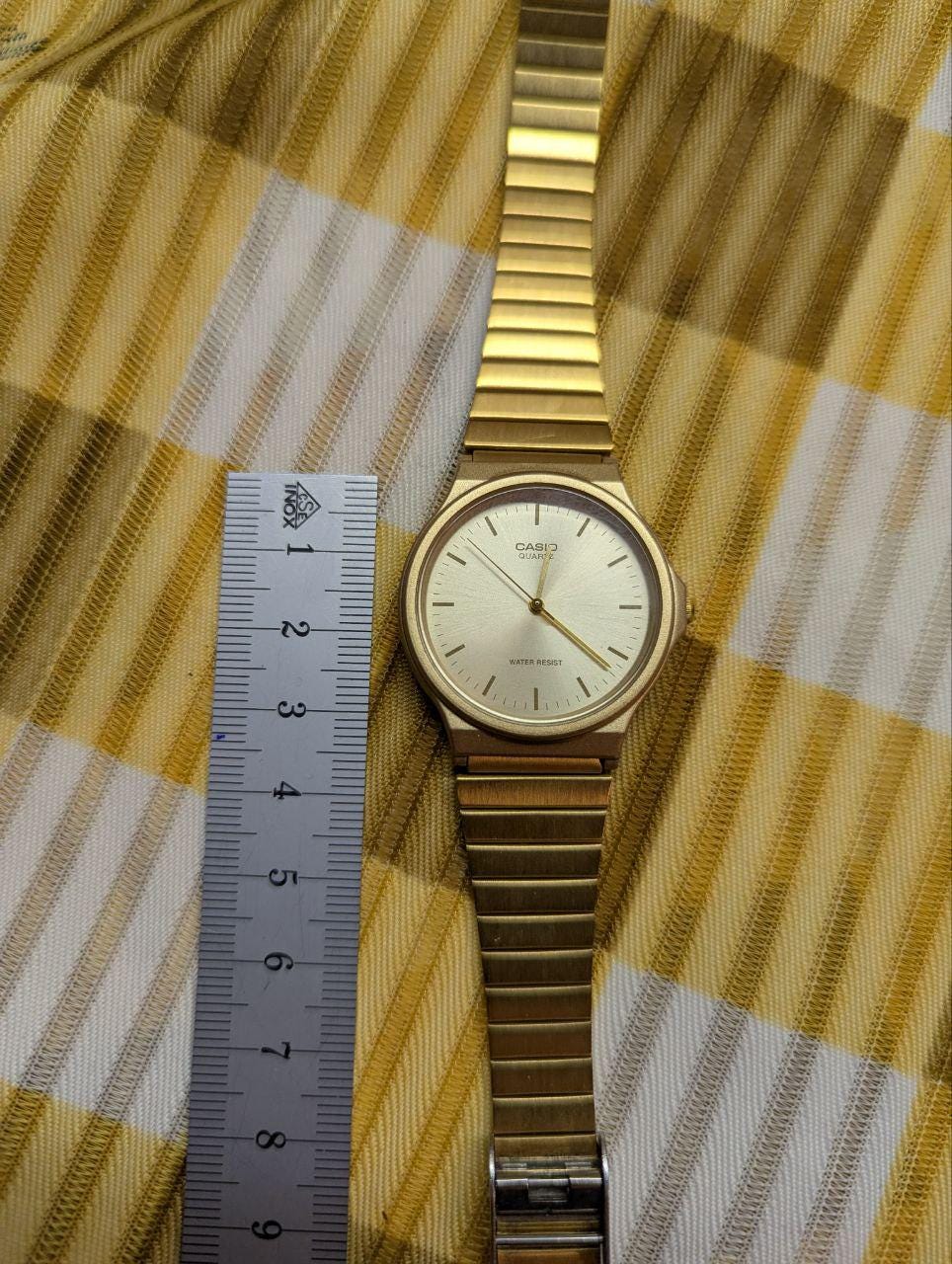 Pre-Owned Casio MQ 24 Gold Tone Quartz Watch Minimalist Analog Watch Water Resistant Japan Movement Working Condition