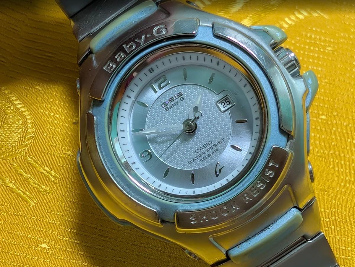 Vintage Pre-Owned Casio Baby-G G-Sis STG-110 Premium Line Watch, 40mm Silver Dial, 10 Bar, 186mm Bracelet, New Battery, Working Video, Rare Y2K Quartz