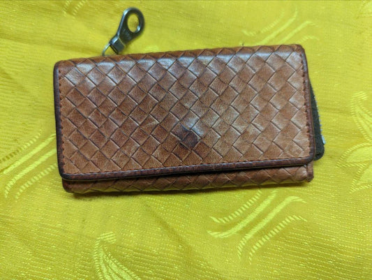 Pre-Owned SOLATINA Men's Genuine Horse Leather Mesh Key Case/Coin Case SW-36095