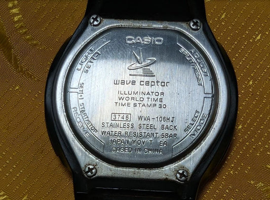 Vintage Pre-Owned Casio Wave Ceptor WVA-106HJ Radio Controlled Watch 40mm Japan Parts Repair Rare