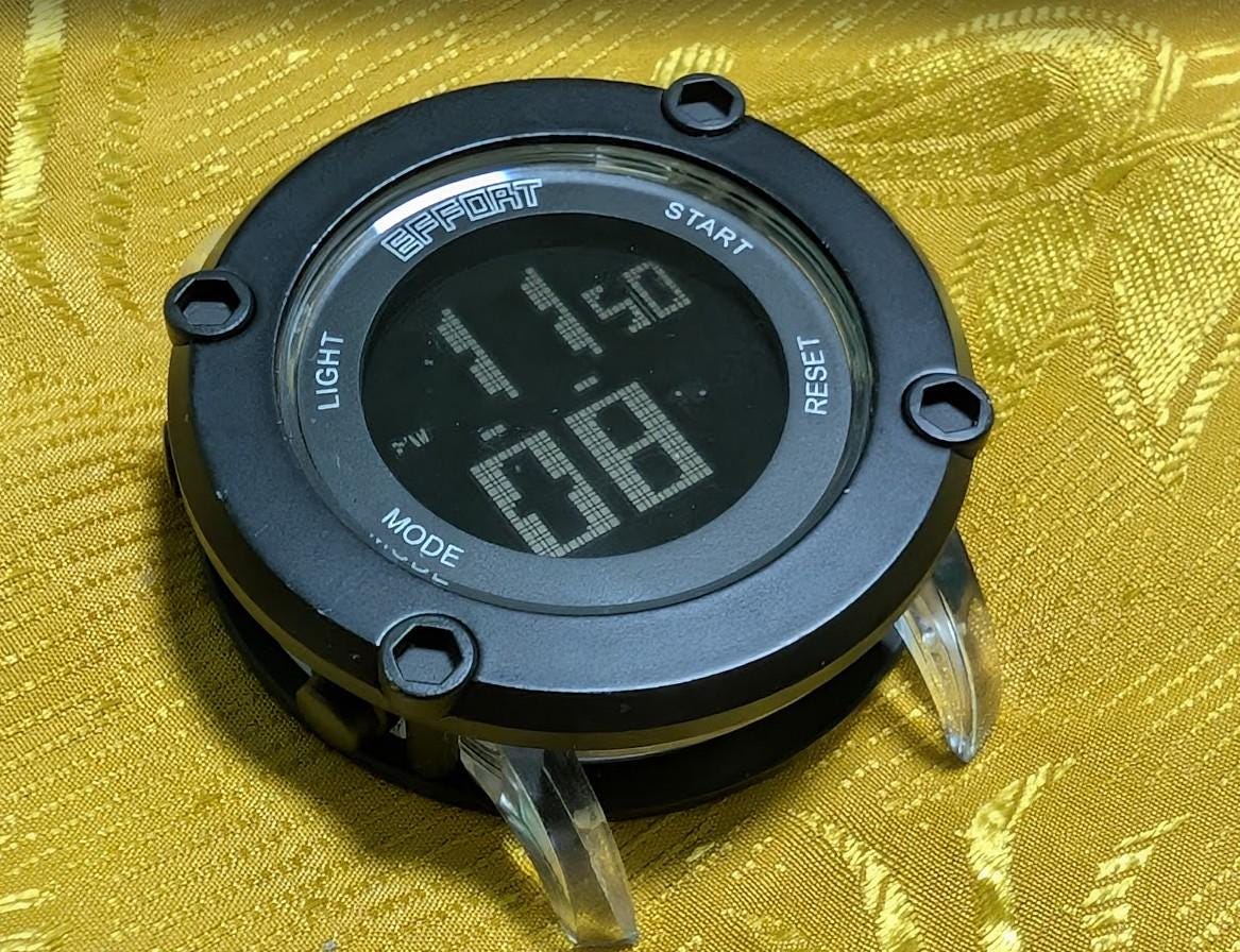 Pre-Owned Effort Digital Sport Watch 47mm Case LED Backlight Working New Battery Large Display Quartz Wristwatch Watch Head Only