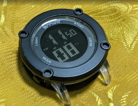 Pre-Owned Effort Digital Sport Watch 47mm Case LED Backlight Working New Battery Large Display Quartz Wristwatch Watch Head Only