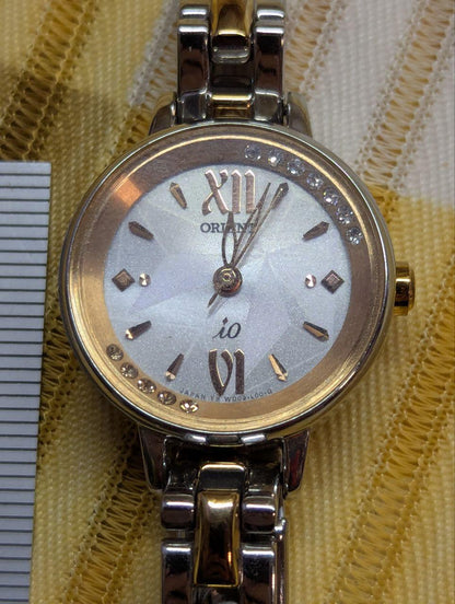 Pre-Owned Orient IO Solar Womens Watch Two Tone Stainless Steel Bracelet Crystal Dial Japan Made Working Condition