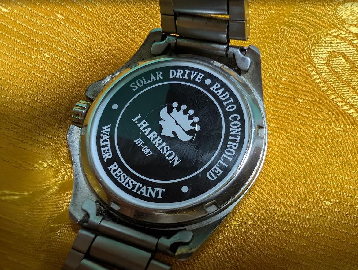 Vintage Pre-Owned Harrison Diamond JH-087 Solar Drive Radio Controlled Watch 42mm Original Bracelet Japan For Repair