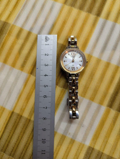 Pre-Owned Orient IO Solar Womens Watch Two Tone Stainless Steel Bracelet Crystal Dial Japan Made Working Condition