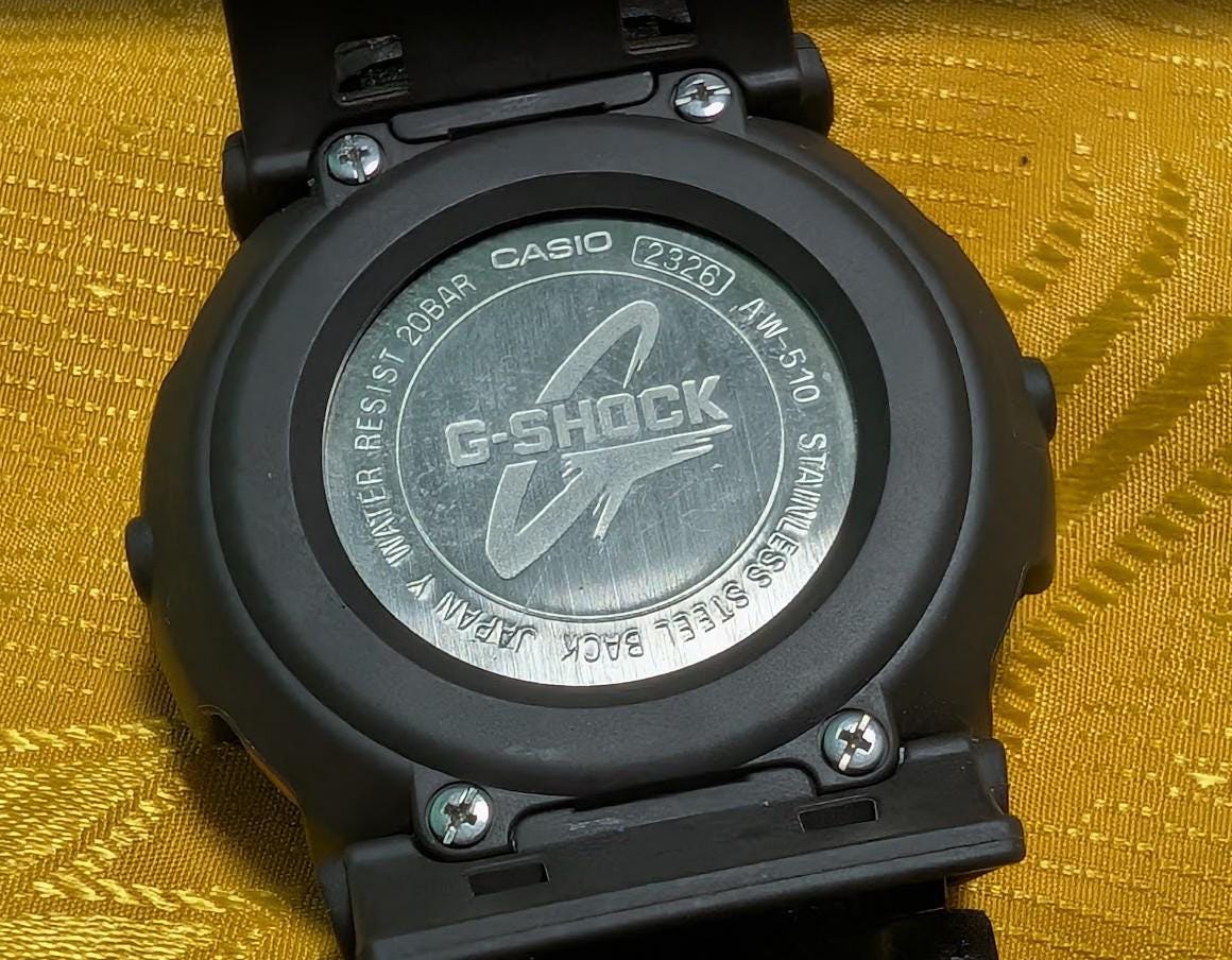 Rare Casio G-Shock AW-510 vintage Pre-Owned analog digital watch leather strap working, Case 46mm