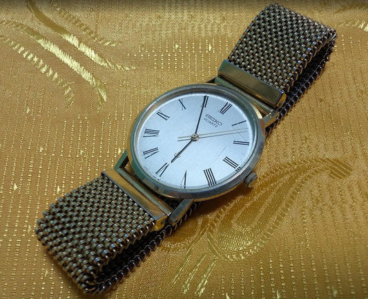 Vintage Pre-Owned SEIKO Chariot 2621-0140 Gold Quartz Watch 32mm Stretch Bracelet New Battery Elegant Dress Watch Working Video