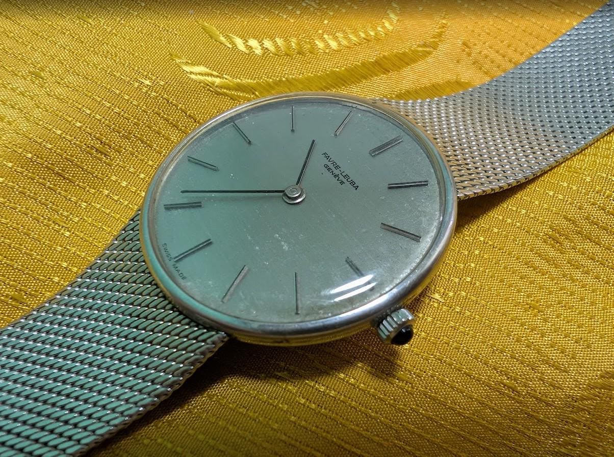 Rare Vintage Pre-Owned Favre Leuba Geneve 3502-42 Ultra Thin Mechanical Watch 33mm Swiss Made Original Mesh Bracelet Classic Dress Watch