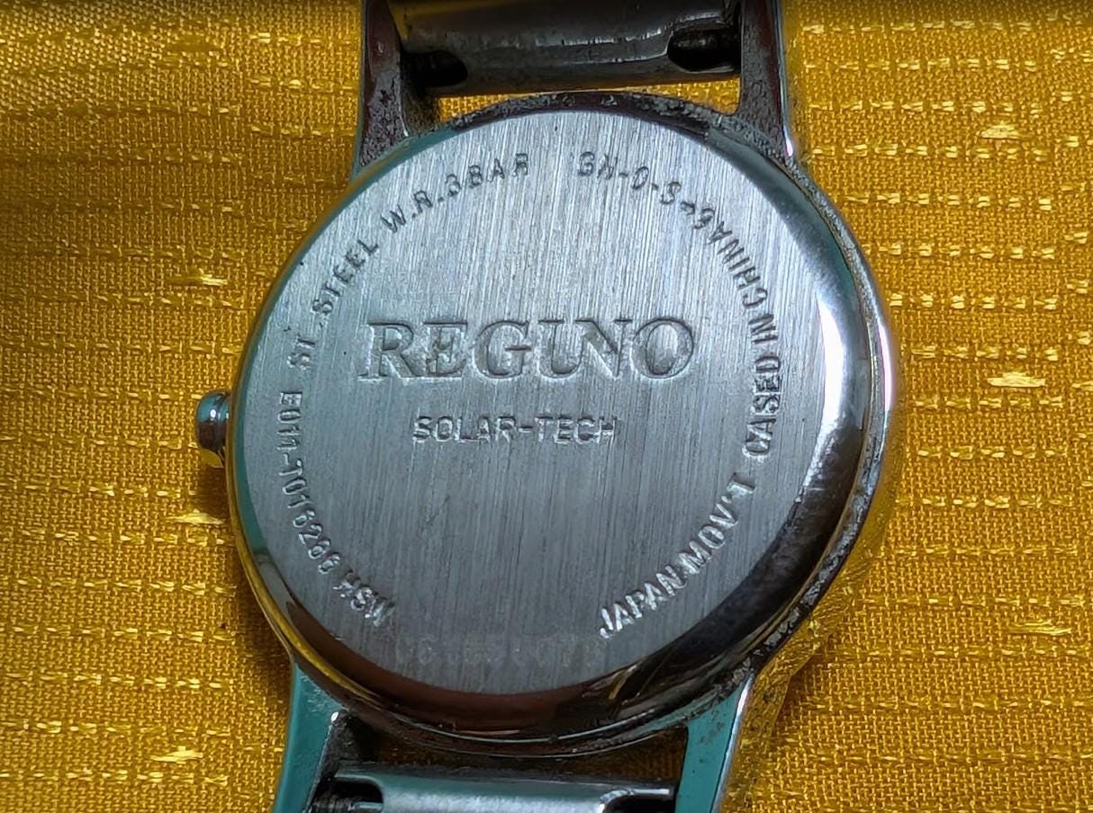 Vintage Pre-Owned Reguno Chouchou Solar-Tech Watch Japan 24mm Ladies Mesh Bracelet Working Elegant Rare