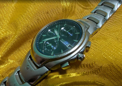 Rare seiko wired alba chronograph watch japan mens stainless steel black dial vintage Pre-Owned,Dial 38mm