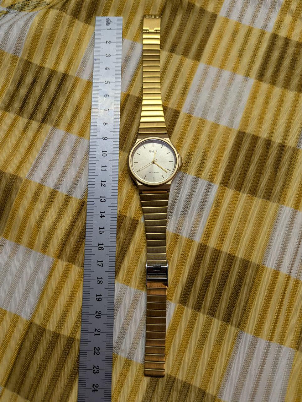 Pre-Owned Casio MQ 24 Gold Tone Quartz Watch Minimalist Analog Watch Water Resistant Japan Movement Working Condition