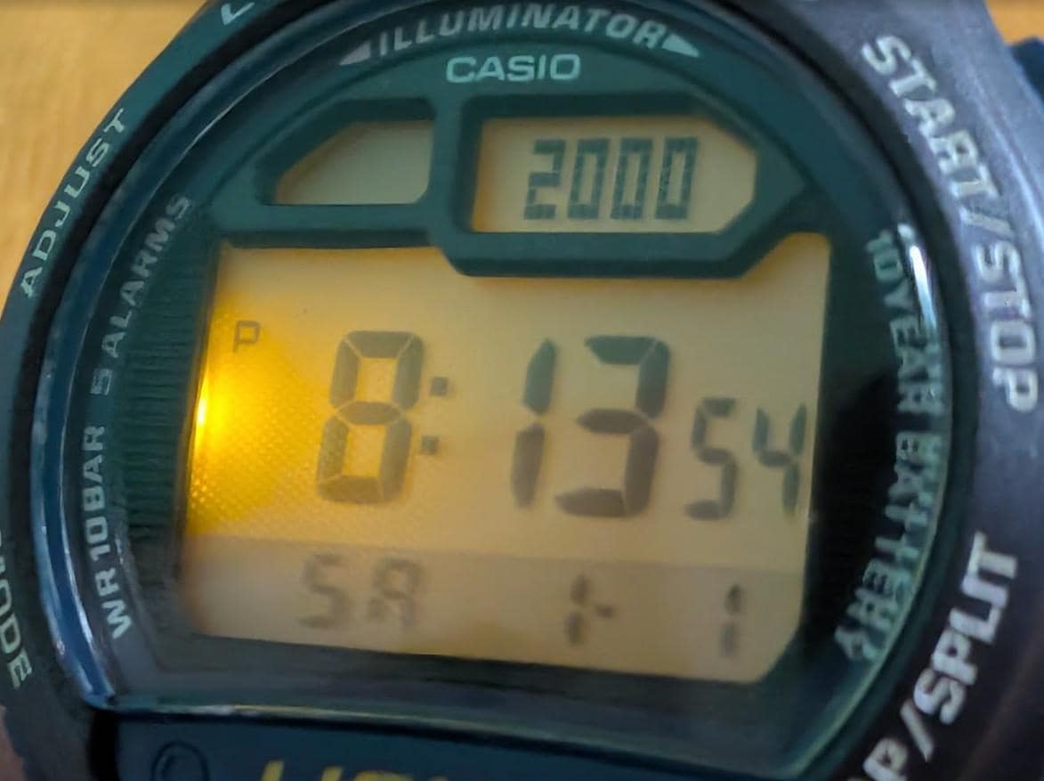 Vintage Pre-Owned Casio Illuminator W-734 Blue Digital Watch 42mm New Battery WR100 Mens Retro Japan