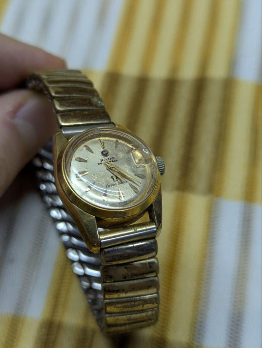 Vintage Pre-Owned Rado Green Horse Automatic Ladies Watch Swiss 17 Jewels Gold Tone Date Wrist Watch 22mm Working Retro Watch
