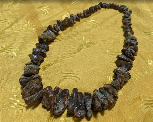 Vintage Pre-Owned Large Amber Color Stone Chip Necklace 184g Chunky Statement Beaded Necklace Baltic Style Estate Jewelry Collectible