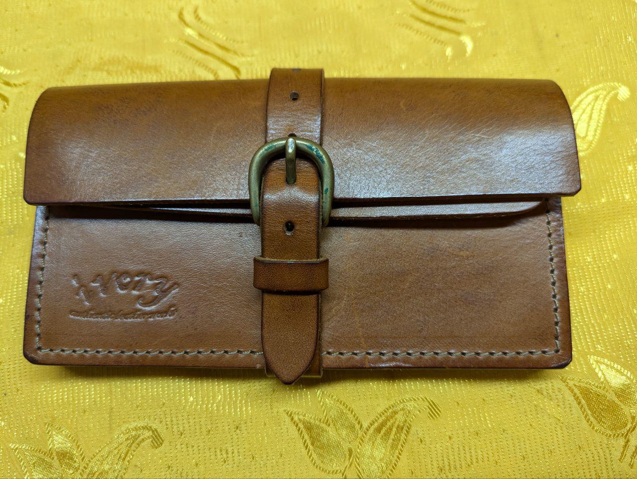 Pre-Owned Ivory Full Grain Leather Long Wallet Men's Handmade Japan