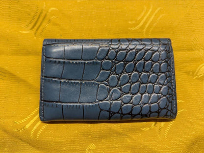 Pre-Owned Arnold Palmer Crocodile Embossed Leather Folding Card Case