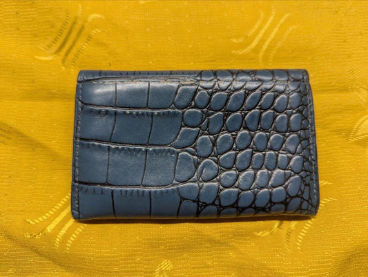 Pre-Owned Arnold Palmer Crocodile Embossed Leather Folding Card Case