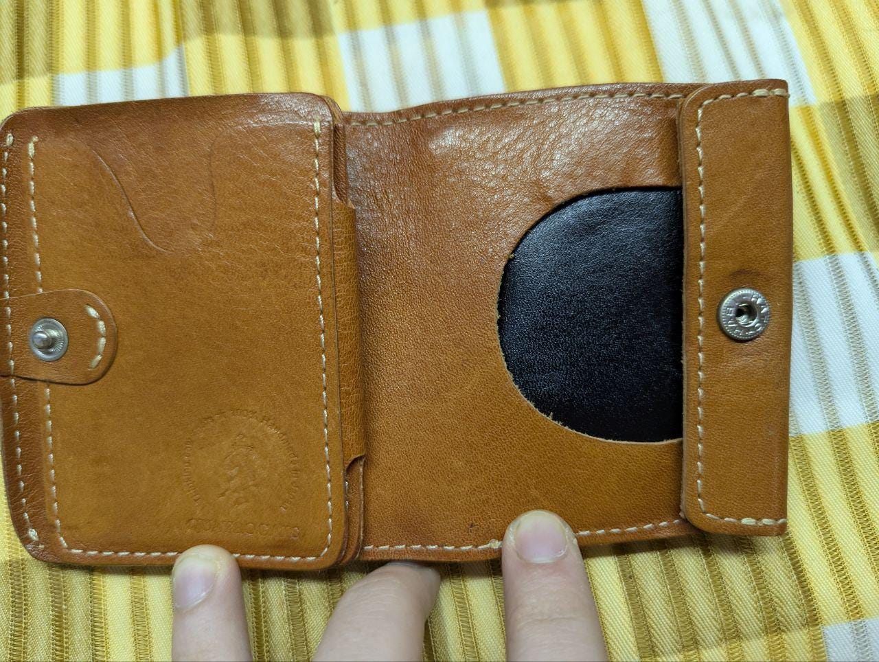 Pre-Owned QUATRO GATS Tri-fold Wallet Japan Leather Brown Solid Color Men's