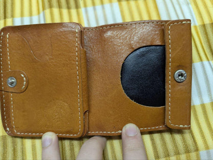 Pre-Owned QUATRO GATS Tri-fold Wallet Japan Leather Brown Solid Color Men's