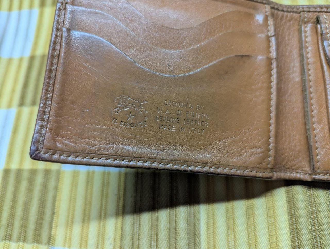 Vintage Pre-Owned IL BISONTE Bi-fold Genuine Leather Wallet Brown Men's