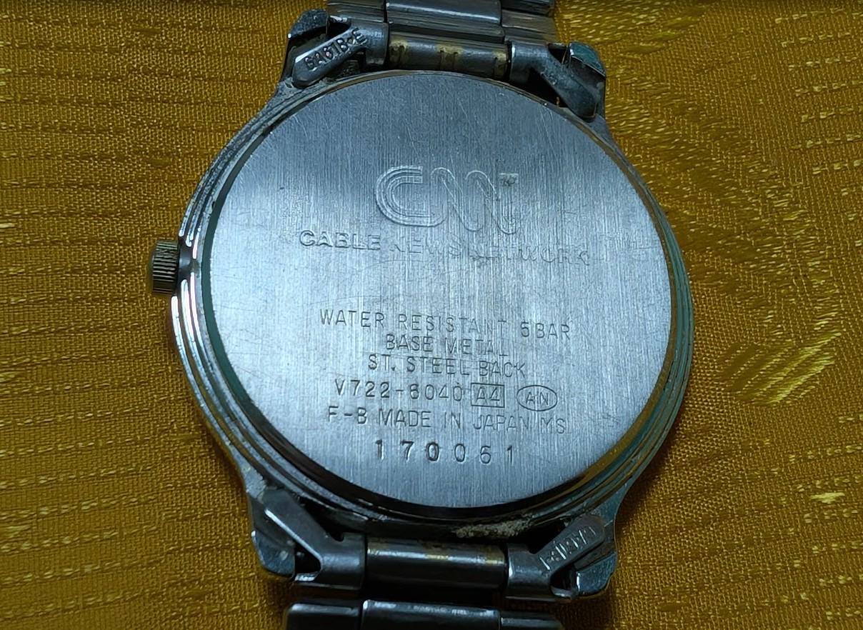 Vintage Pre-Owned CNN Atlanta Watch 32mm Quartz Japan Movement Stainless Steel Bracelet Working Rare Promo Watch