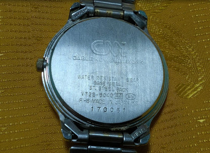 Vintage Pre-Owned CNN Atlanta Watch 32mm Quartz Japan Movement Stainless Steel Bracelet Working Rare Promo Watch