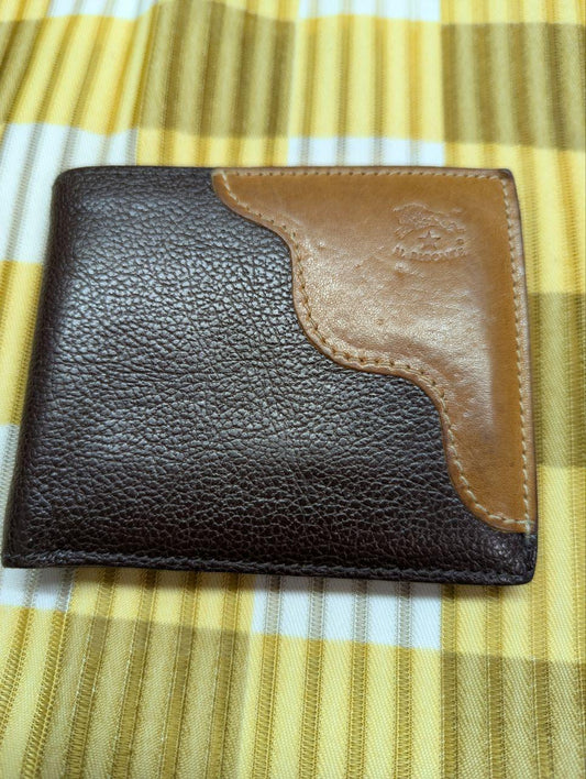 Pre-Owned IL BISONTE Italian Leather Wallet Brown
