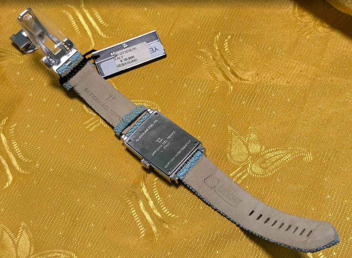 Officina del Tempo Italy NOS Vintage Pre-Owned Quartz Watch 28mm Original Tag Stingray Leather Strap New Battery Working Video 31GL