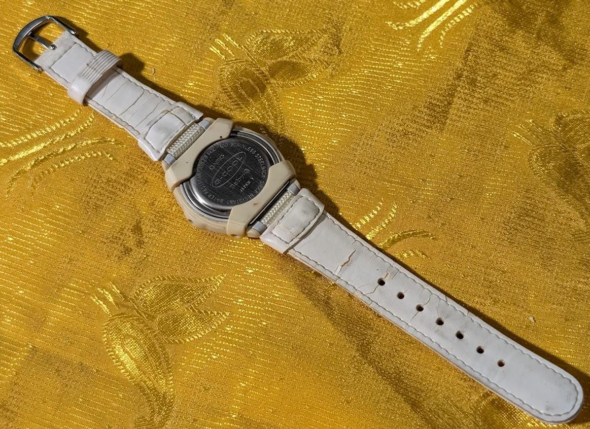RARE Vintage Pre-Owned Casio Baby-G BGC-100 G-Cool Digital Watch White Gold Tone Shock Resistant Women’s Sport Watch Vintage Y2K.New Battery Case 38mm