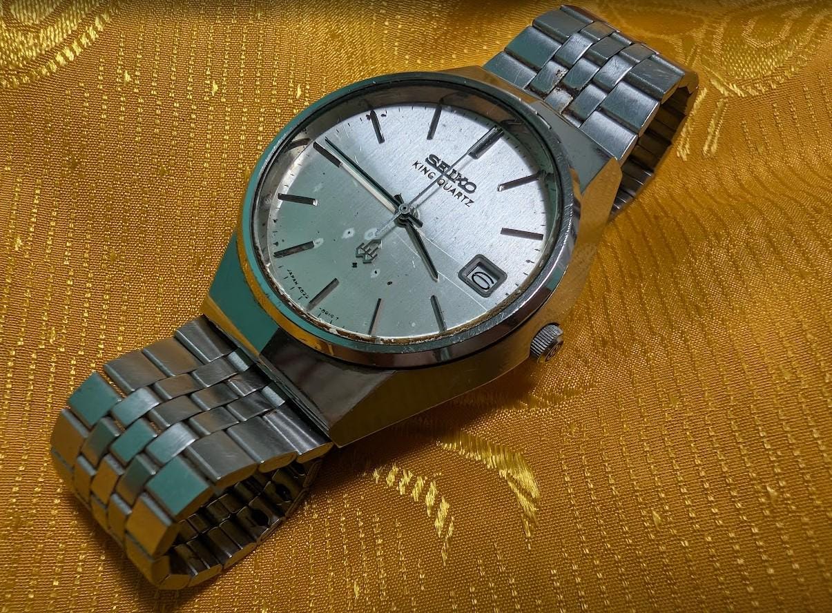 Vintage Pre-Owned Seiko King Quartz 4822-8010 Japan Watch 36mm Stainless Steel Case Date Original Bracelet Parts Restoration