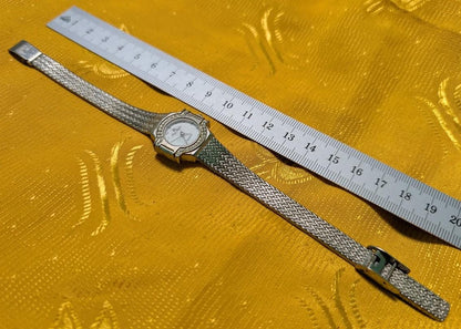 Vintage Pre-Owned Mary Mason Watch Bracelet 1990s Quartz Women Watch Silver Tone Rhinestone Bezel Jewelry Watch New Battery Working