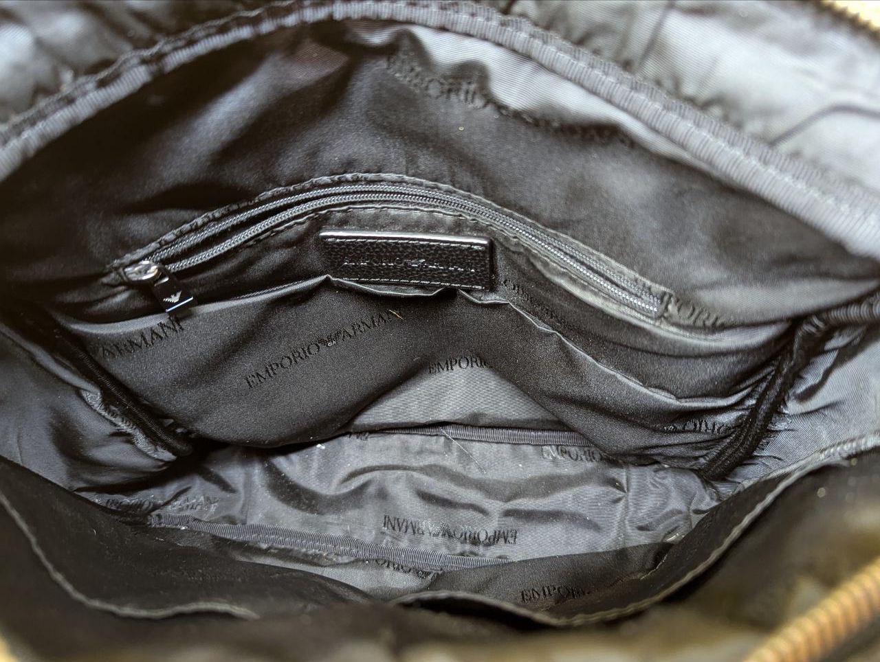 Pre-Owned EMPORIO ARMANI Shoulder Bag Leather Black Men's