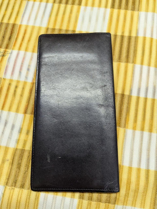 Vintage Pre-Owned Lacoste Long Leather Wallet Black Bifold Card Holder Slim Organizer Men's Women's Minimalist French Classic