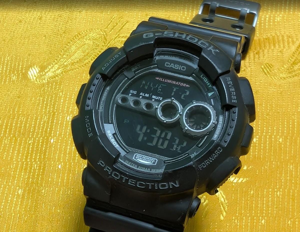 Pre-Owned Casio G-Shock GD-100 Black Digital Watch 51mm Men's Shock Resistant 20BAR Military Tactical Watch Working