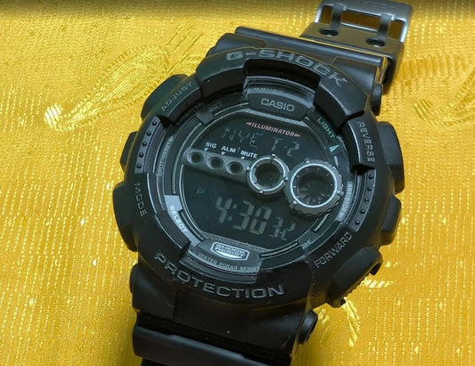 Pre-Owned Casio G-Shock GD-100 Black Digital Watch 51mm Men's Shock Resistant 20BAR Military Tactical Watch Working