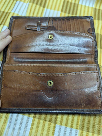 Pre-Owned Corbo Bifold Thin Long Wallet Genuine Leather Men'S