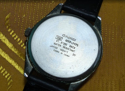Vintage Pre-Owned Casio MTP-1175 Quartz Watch White Dial Date 37mm Case Working Video Maruman Leather Strap Classic Dress Japan Movt