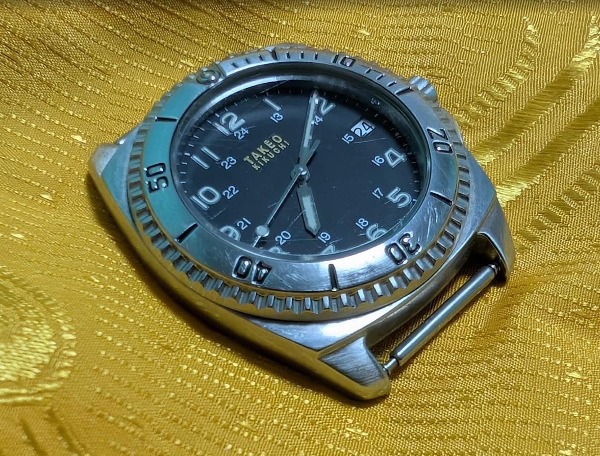 Takeo Kikuchi Vintage Pre-Owned Diver Watch 38mm Black Dial 200M TK 2017 Parts Repair Rare